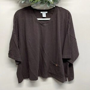 Joan Vass Oversized Knit Short Sleeve Top Brown Size 1 (US 8-10)